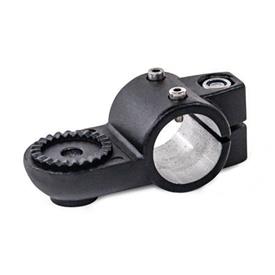  LSQ.E Swivel linear unit connectors, aluminum Type: AV - With external serration<br />d1: B - Bore<br />Surface: 2 - Black, textured powder-coated, RAL 9005