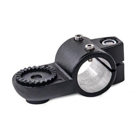  LSQ.E Swivel linear unit connectors, aluminum Type: AV - With external serration
d1: B - Bore
Surface: 2 - Black, textured powder-coated, RAL 9005