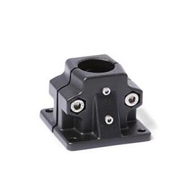  BM.E Fuß-Verfahrschlitten, mehrteilig, Aluminium Bildvarianten: B - Bohrung<br />Oberfläche: 2 - strukturiert pulverbeschichtet, Schwarz, RAL 9005