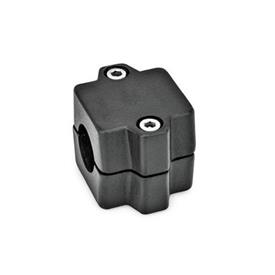  MM Muffen-Klemmverbinder, mehrteilig, Aluminium d<sub>1</sub> / s: B - Bohrung<br />Oberfläche: 2 - strukturiert pulverbeschichtet, Schwarz, RAL 9005