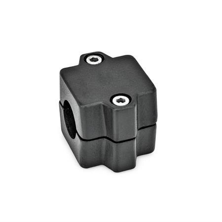  MM Muffen-Klemmverbinder, mehrteilig, Aluminium d<sub>1</sub> / s: B - Bohrung
Oberfläche: 2 - strukturiert pulverbeschichtet, Schwarz, RAL 9005