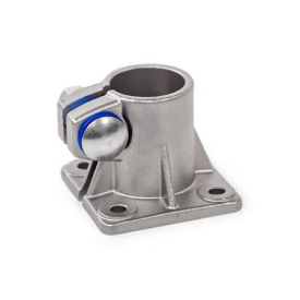  BE Fuß-Klemmverbinder, Edelstahl Typ: B - mit Dichtungen (Dichtscheiben Polyacetal POM, blau, Zwischenring Silikon 40 ... 60 Shore A, blau)