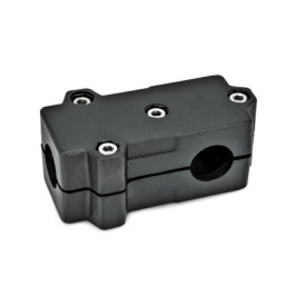  TMD T-clamps, multi-piece, aluminum d<sub>1</sub> / s<sub>1</sub>: B - Bore<br />d<sub>2</sub> / s<sub>2</sub>: B - Bore<br />Surface: 2 - Black, textured powder-coated, RAL 9005