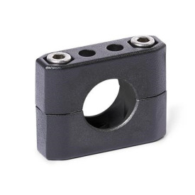  CM Schellen-Klemmverbinder, mehrteilig, Aluminium d<sub>1</sub> / s<sub>1</sub>: B - Bohrung<br />Oberfläche: 2 - strukturiert pulverbeschichtet, Schwarz, RAL 9005