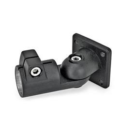  GSF Gelenk-Klemmverbinder, Aluminium Typ: T - Verstellung mit 15°-Teilung (Verzahnung)<br />Oberfläche: 2 - strukturiert pulverbeschichtet, Schwarz, RAL 9005