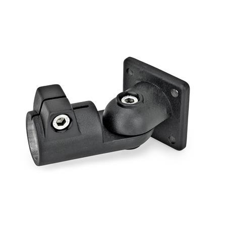  GSF Joint clamps, aluminum Type: T - Adjustment with 15° division (serration)
Surface: 2 - Black, textured powder-coated, RAL 9005