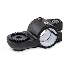  LSQ.E Laschen-Verfahrschlitten, Aluminium Typ: AV - mit Außenverzahnung<br />d1: G - mit Gleiteinsatz<br />Oberfläche: 2 - strukturiert pulverbeschichtet, Schwarz, RAL 9005