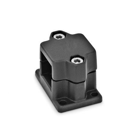  FM Flansch-Klemmverbinder, mehrteilig, Aluminium d<sub>1</sub> / s: V - Vierkant
Oberfläche: 2 - strukturiert pulverbeschichtet, Schwarz, RAL 9005