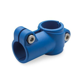  TS.P T-Klemmverbinder, Kunststoff Oberfläche: VB - Polyamid (PA), glasfaserverstärkt, Blau RAL 5005 matt, temperaturbeständig bis 100 °C , FDA-konformes Kunststoffgranulat, visuell detektierbar, RAL 5005