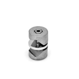  GMV Gelenk-Klemmverbinder, verdrehbar, Aluminium Typ: 2 - mit Innensechskantschraube Edelstahl DIN 912-A2-70 und Sechskantmutter DIN 934-A2<br />Oberfläche: G - gleitgeschliffen, gleitgeschliffen, matt