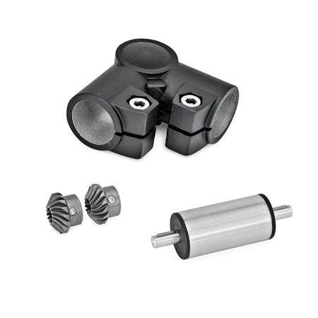  YLS L-angle gears, for single tube linear units Surface: 2 - Black, textured powder-coated, RAL 9005
Type: C - Angle gear box + bevel gear wheel set + drive unit (stainless steel)