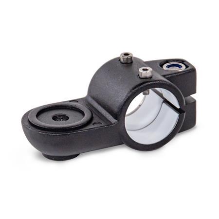  LSQ.E Swivel linear unit connectors, aluminum Type: MZ - With centering step
d1: G - with slide insert
Surface: 2 - Black, textured powder-coated, RAL 9005