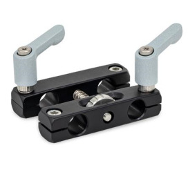  VGP Verstellbare Parallel-Klemmhalter, Aluminium Form: 8 - mit zwei Klemmhebeln Griffkörper Zink-Druckguss strukturiert pulverbeschichtet, Silber RAL 9006 und zwei Innensechskantschrauben Edelstahl<br />Oberfläche: S - Aluminium, schwarz eloxiert