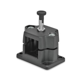  FM.R Flansch-Rastschlitten, mehrteilig, Aluminium Typ: R - mit Rastbolzen<br />Oberfläche: 2 - strukturiert pulverbeschichtet, Schwarz, RAL 9005