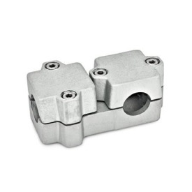  TM T-Klemmverbinder, mehrteilig, Aluminium d<sub>1</sub> / s<sub>1</sub>: B - Bohrung<br />d<sub>2</sub> / s<sub>2</sub>: B - Bohrung<br />Oberfläche: 8 - gestrahlt, matt, gestrahlt, matt