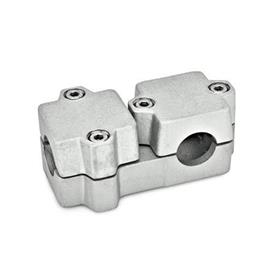  TM T-clamps, multi-piece, aluminum d<sub>1</sub> / s<sub>1</sub>: B - Bore<br />d<sub>2</sub> / s<sub>2</sub>: B - Bore<br />Surface: 8 - Blasted, matt, blasted, matt