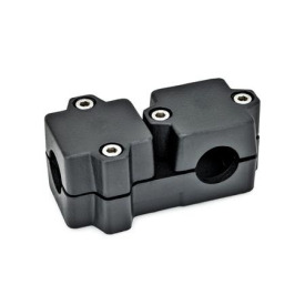  TM T-clamps, multi-piece, aluminum d<sub>1</sub> / s<sub>1</sub>: B - Bore<br />d<sub>2</sub> / s<sub>2</sub>: B - Bore<br />Surface: 2 - Black, textured powder-coated, RAL 9005