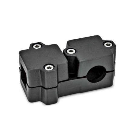  TM T-clamps, multi-piece, aluminum d<sub>1</sub> / s<sub>1</sub>: V - Square
d<sub>2</sub> / s<sub>2</sub>: B - Bore
Surface: 2 - Black, textured powder-coated, RAL 9005