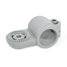  LSQ.P Swivel clamps, plastic Type: AV - With external serration<br />Surface: 4 - Polyamide (PA), glass fiber reinforced, Gray matt, temperature resistant up to 100 °C, RAL 7040