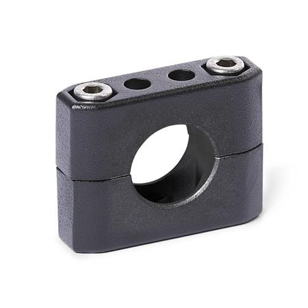  CM Tube supports, multi-piece, aluminum d<sub>1</sub> / s<sub>1</sub>: B - Bore
Surface: 2 - Black, textured powder-coated, RAL 9005