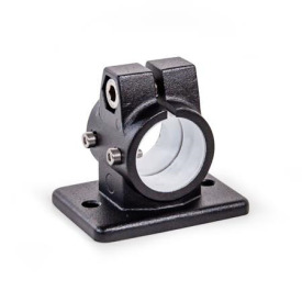  FSZ.E Flansch-Verfahrschlitten, mit zwei Befestigungsbohrungen, Aluminium d1: G - mit Gleiteinsatz<br />Oberfläche: 2 - strukturiert pulverbeschichtet, Schwarz, RAL 9005