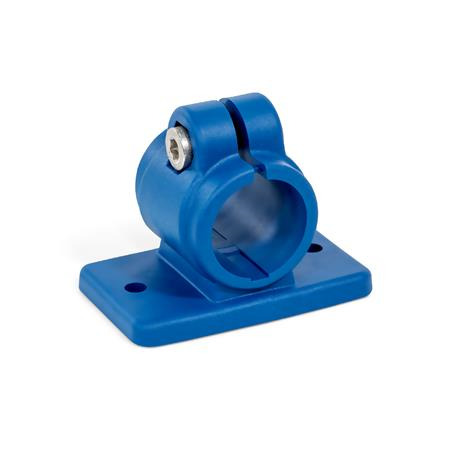  FSZ.P Flansch-Klemmverbinder, Kunststoff Oberfläche: VB - Polyamid (PA), glasfaserverstärkt, Blau RAL 5005 matt, temperaturbeständig bis 100 °C , FDA-konformes Kunststoffgranulat, visuell detektierbar, RAL 5005