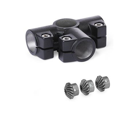  YTS T-angle gears, for single tube linear units Surface: 2 - Black, textured powder-coated, RAL 9005
Type: A - Angle gear box + bevel gear wheel set