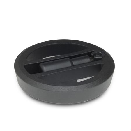  VZH Handwheels for linear units and transfer units Type: RU - With rotating, retractable handle (only available for d2 100-160)
Finish: 2 - textured finish, Textured powder-coated, Black , RAL 9005
d<sub>2</sub>: 125...160 - Spoked handwheel