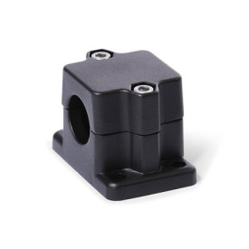  FM.E Flanged linear unit connectors, multi-piece, aluminum d<sub>1</sub> / s: B - Bore<br />Surface: 2 - Black, textured powder-coated, RAL 9005