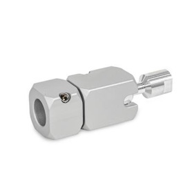  TGK Kugelgelenk-Klemmhalter, Aluminium Typ: A - mit Axialbohrung<br />Ausstattung: I - Kugelstück mit Innengewinde<br />Schraubstelle: D - Gewindestift mit Innensechskant Edelstahl (DIN 913)<br />Oberfläche: AL - naturfarben eloxiert