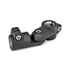  GSP Gelenk-Klemmverbinder, Aluminium Typ: T - Verstellung mit 15°-Teilung (Verzahnung)<br />Oberfläche: 2 - strukturiert pulverbeschichtet, Schwarz, RAL 9005