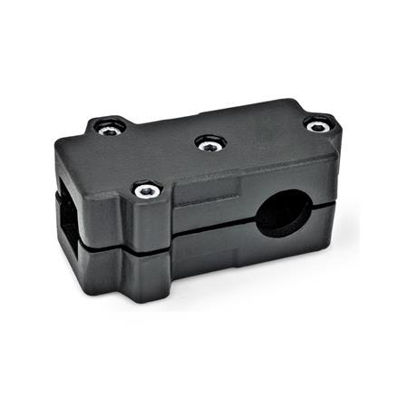  TMD T-clamps, multi-piece, aluminum d<sub>1</sub> / s<sub>1</sub>: V - Square
d<sub>2</sub> / s<sub>2</sub>: B - Bore
Surface: 2 - Black, textured powder-coated, RAL 9005