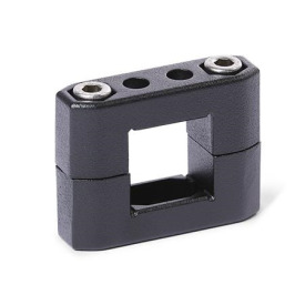  CM Tube supports, multi-piece, aluminum d<sub>1</sub> / s<sub>1</sub>: V - Square<br />Surface: 2 - Black, textured powder-coated, RAL 9005