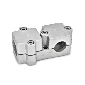  TM T-Klemmverbinder, mehrteilig, Aluminium d<sub>1</sub> / s<sub>1</sub>: V - Vierkant<br />d<sub>2</sub> / s<sub>2</sub>: B - Bohrung<br />Oberfläche: 8 - gestrahlt, matt, gestrahlt, matt