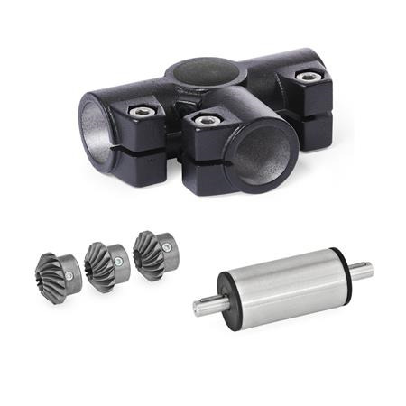  YTS T-angle gears, for single tube linear units Surface: 2 - Black, textured powder-coated, RAL 9005
Type: C - Angle gear box + bevel gear wheel set + drive unit (stainless steel)