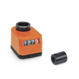  VZPM Positionsanzeiger für Profil-Verstelleinheiten, mechanisch mit Reduzierbuchse Einbaulage: R - schräg, unten<br />Oberfläche / Material: O - glänzend, orange, RAL 2004