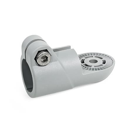  LST.P Swivel clamps, plastic Type: IV - With internal serration
Surface: 4 - Polyamide (PA), glass fiber reinforced, Gray matt, temperature resistant up to 100 °C, RAL 7040