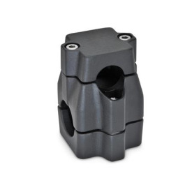  KMU Kreuz-Klemmverbinder, mehrteilig, ungleiche Bohrungsmaße, Aluminium Oberfläche: 2 - strukturiert pulverbeschichtet, Schwarz, RAL 9005
