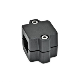  MM Muffen-Klemmverbinder, mehrteilig, Aluminium d<sub>1</sub> / s: V - Vierkant<br />Oberfläche: 2 - strukturiert pulverbeschichtet, Schwarz, RAL 9005