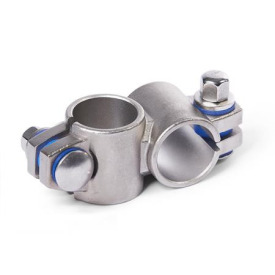  KE Cross clamps, stainless steel Type: B - With seals (sealing washer polyacetal POM, blue, spacer ring silicone 40 ... 60 Shore A, blue)
