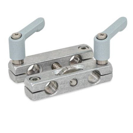  VGP Verstellbare Parallel-Klemmhalter, Aluminium Form: 8 - mit zwei Klemmhebeln Griffkörper Zink-Druckguss strukturiert pulverbeschichtet, Silber RAL 9006 und zwei Innensechskantschrauben Edelstahl<br />Oberfläche: G - Aluminium gleitgeschliffen, matt