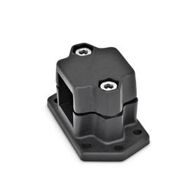  FMS Flansch-Klemmverbinder, mehrteilig, mit sechs Befestigungsbohrungen, Aluminium d<sub>1</sub> / s: V - Vierkant<br />Oberfläche: 2 - strukturiert pulverbeschichtet, Schwarz, RAL 9005