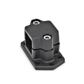  FMS Flansch-Klemmverbinder, mehrteilig, mit sechs Befestigungsbohrungen, Aluminium d<sub>1</sub> / s: V - Vierkant<br />Oberfläche: 2 - strukturiert pulverbeschichtet, Schwarz, RAL 9005