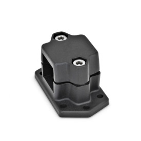  FMS Flansch-Klemmverbinder, mehrteilig, mit sechs Befestigungsbohrungen, Aluminium d<sub>1</sub> / s: V - Vierkant<br />Oberfläche: 2 - strukturiert pulverbeschichtet, Schwarz, RAL 9005
