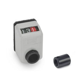 VZPM Position indicators for profile linear units, mechanical with adapter bushing Installation position: N - on the chamfer, above<br />Surface Polyamide (PA): G - shiny finish, Gray, RAL 7035