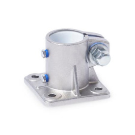  BE.E Fuß-Verfahrschlitten, Edelstahl Typ: B - mit Dichtungen (Dichtscheiben Polyacetal POM, blau, Zwischenring Silikon 40 ... 60 Shore A, blau)