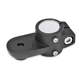  LSP.E Laschen-Verfahrschlitten, Aluminium d1: G - mit Gleiteinsatz<br />Typ: OZ - ohne Zentrieransatz (glatt)<br />Oberfläche: 2 - strukturiert pulverbeschichtet, Schwarz, RAL 9005