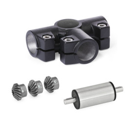  YTS T-angle gears, for single tube linear units Type: C - Angle gear box + bevel gear wheel set + drive unit (stainless steel)<br />Surface: 2 - Black, textured powder-coated, RAL 9005