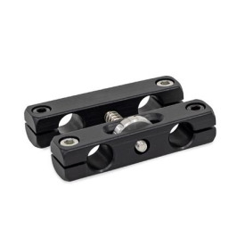  VGP Verstellbare Parallel-Klemmhalter, Aluminium Form: 2 - mit Innensechskantschrauben Edelstahl DIN 912-A2-70 | zwei Stück blank und zwei Stück chemisch geschwärzt<br />Oberfläche: S - Aluminium, schwarz eloxiert