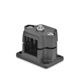  FM.R Flansch-Rastschlitten, mehrteilig, Aluminium Typ: D - mit federndem Druckstück<br />Oberfläche: 2 - strukturiert pulverbeschichtet, Schwarz, RAL 9005